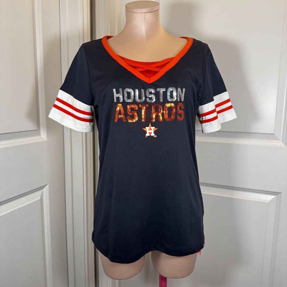 Chicos New Era Houston Astros Bling Sequin Game Day Tee Strappy V Medium
